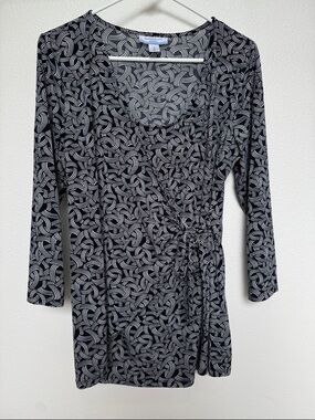 Motherhood Maternity Black and White Wrap-Style Long Sleeve Dress